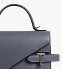 Sac à main double rabat moyen modèle Emilie en cuir grainé